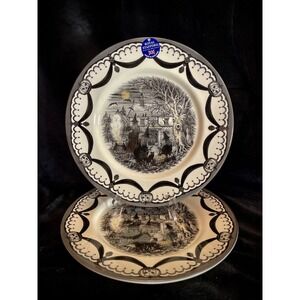 ROYAL STAFFORD Set‎ Of 2 Haunted Home The Witches COVEN Dinner Plates HALLOWEEN